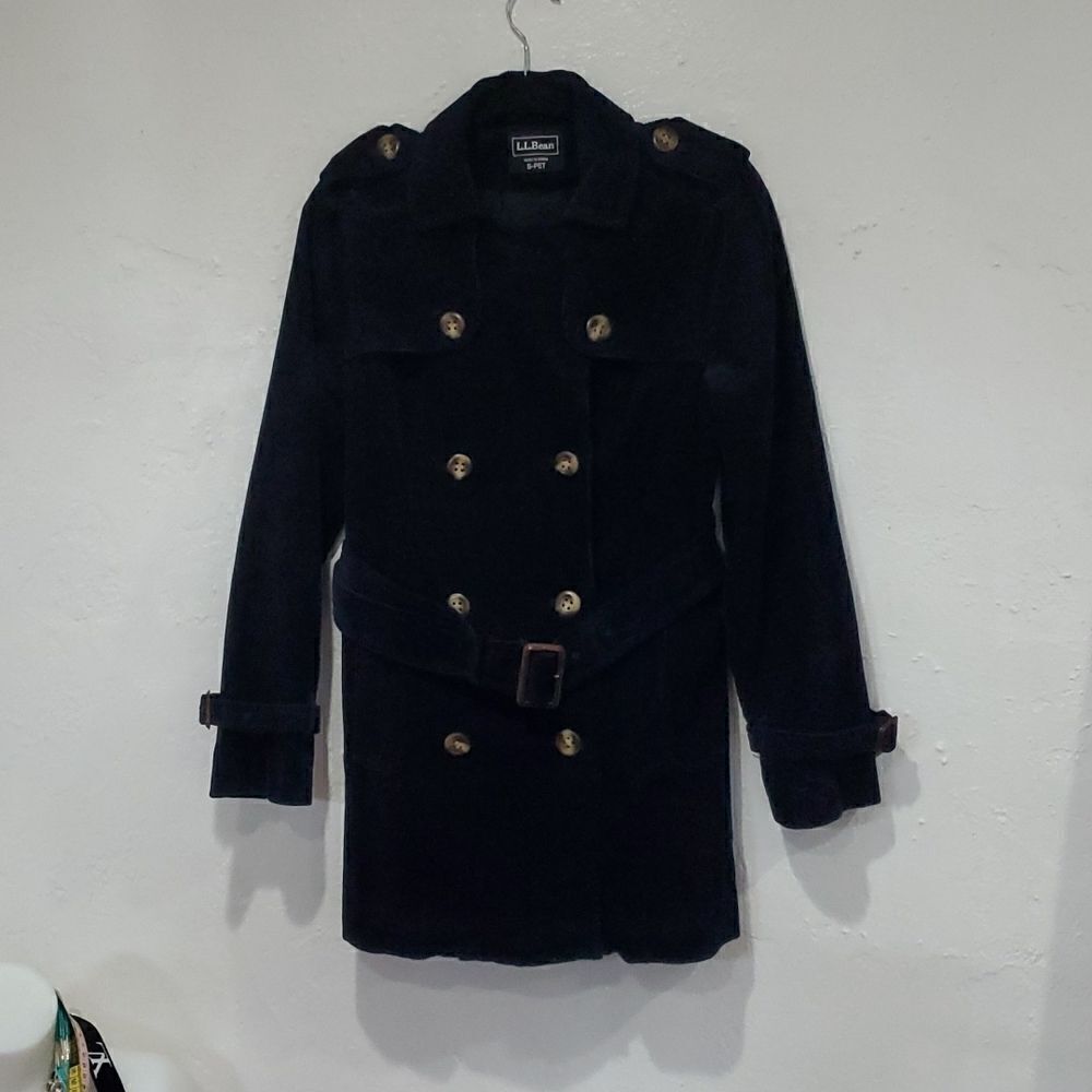 L.L. Bean Navy Blue Corderoy Pea Coat